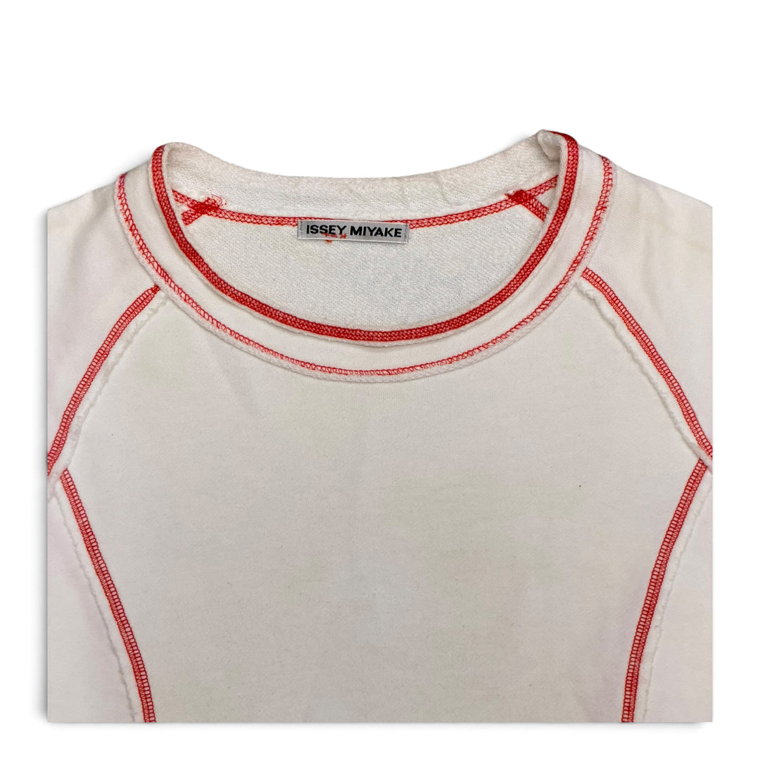 Issey Miyake Contrast Stitch Cut Sew Tee White (M)