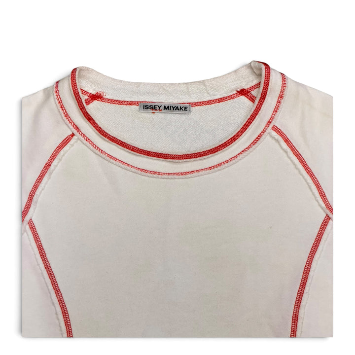 Issey Miyake Contrast Stitch Cut Sew Tee White (M)