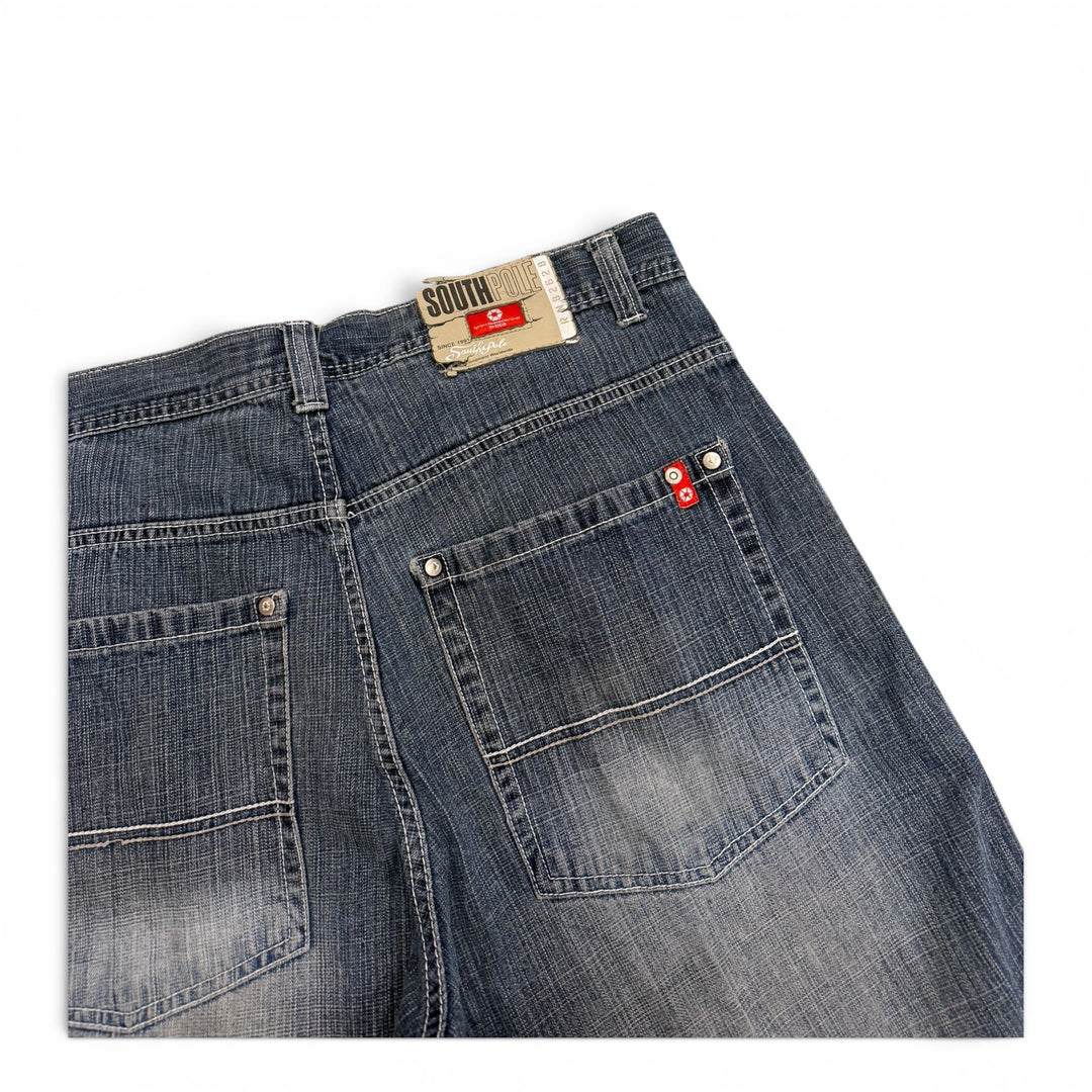 Vintage 90's Southpole Baggy Denim Shorts Blue (36")