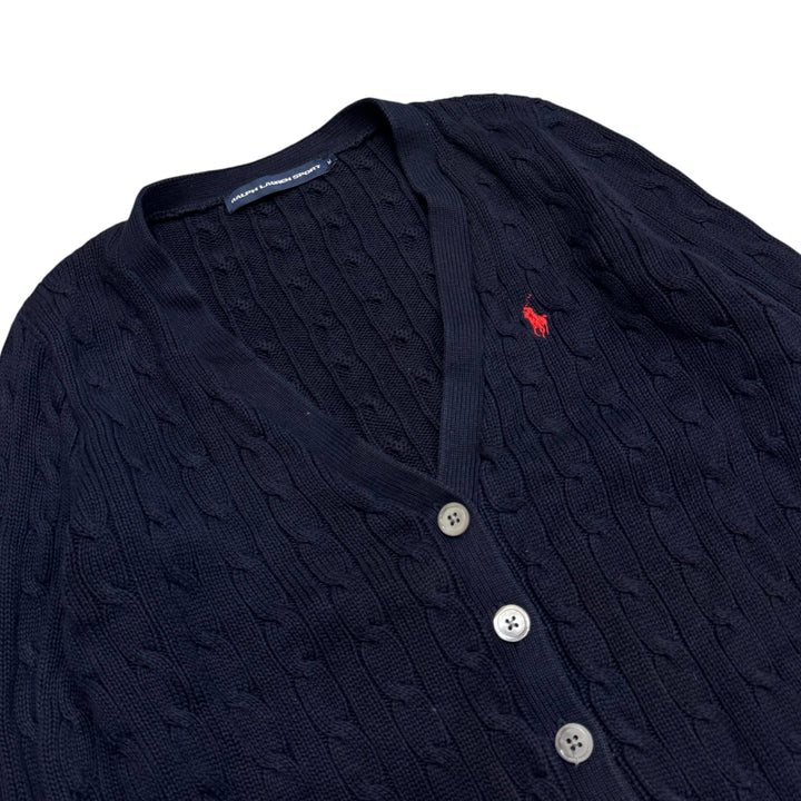 Vintage Polo Ralph Lauren Navy Cable Knitted Cardigan (M)