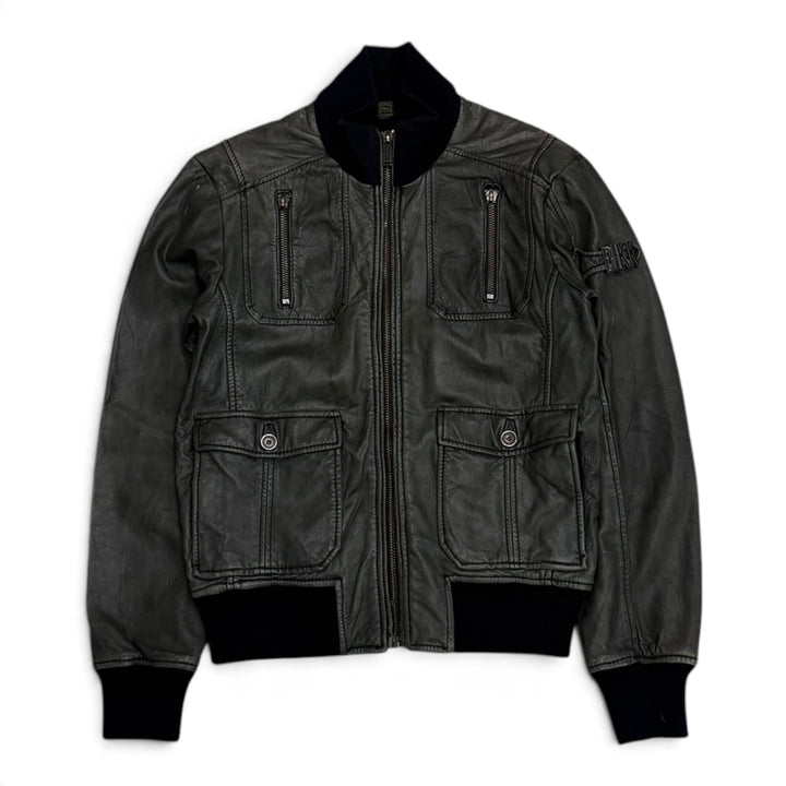 Vintage Bikkemberg Dark Green Leather Flight Jacket (S)