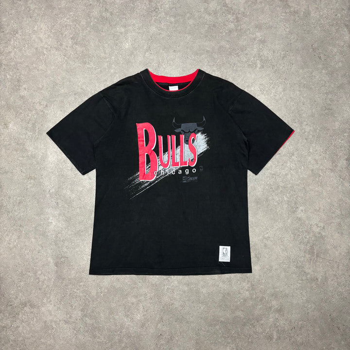 90's Vintage Chicago Bulls Black Graphic T-Shirt (XL)
