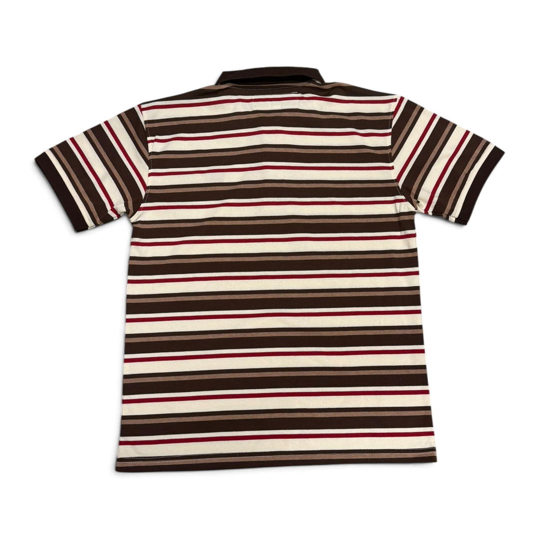Always Do What You Should Do Striped Polo T Shirt Brown (M)