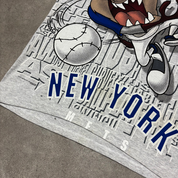 90's Vintage Looney Tunes Tazmanian Devil Grey Graphic T-Shirt (L)
