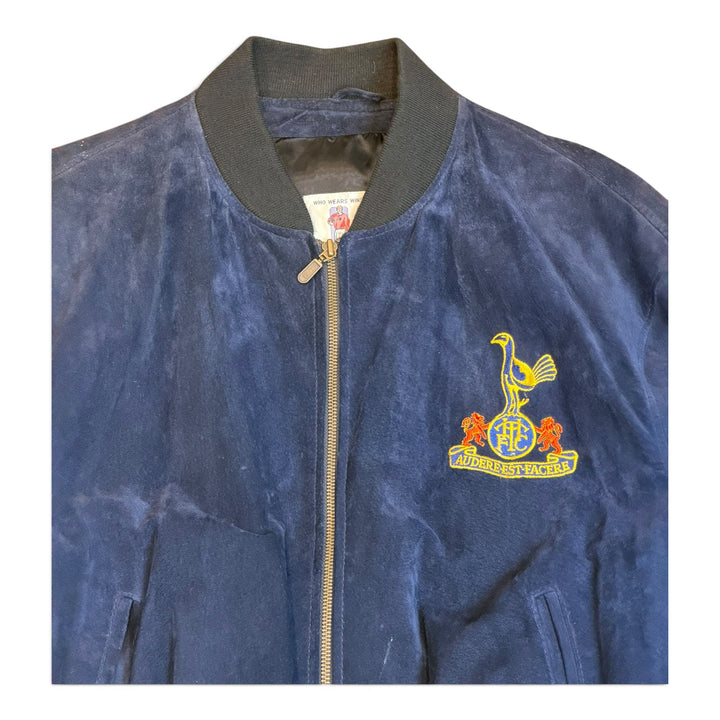 Vintage Player Tottenham Hotspur Navy Suede Leather Bomber Jacket (L)