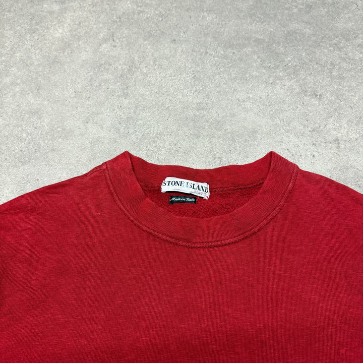 Vintage Stone Island Made In Italy Red Heavy Cotton Sweatshirt (M)