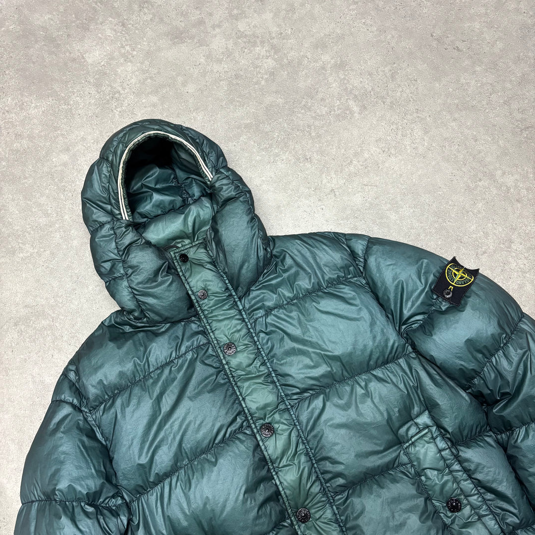 Stone Island Green Garment Dyed Puffer Jacket (XXL)
