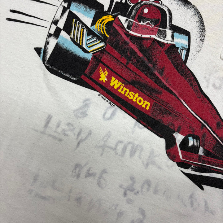 90's Vintage Winston Drag Racing White Graphic T-Shirt (L)