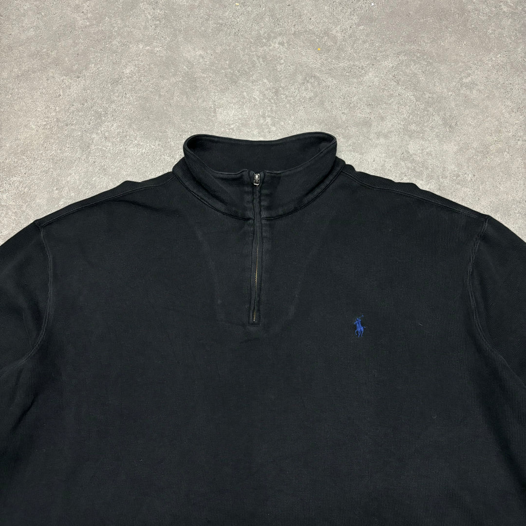 Vintage Polo Ralph Lauren Black Quarter Zip Jumper (XXL)