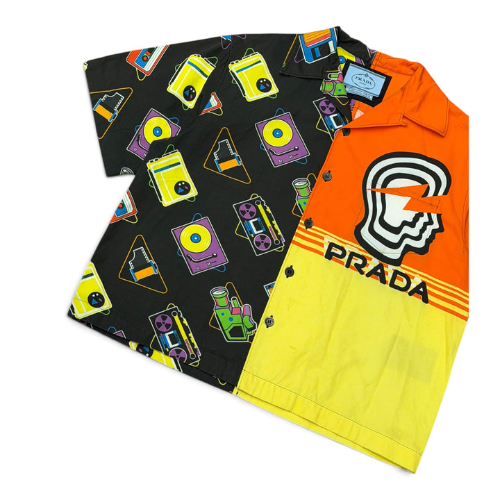 Prada Orange Patterned Bowling Short Sleeve Shirt (M)