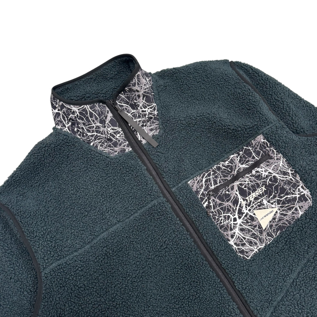 Adidas x And Wonder Green Reflective Deep Pile Zip Up Fleece (L)