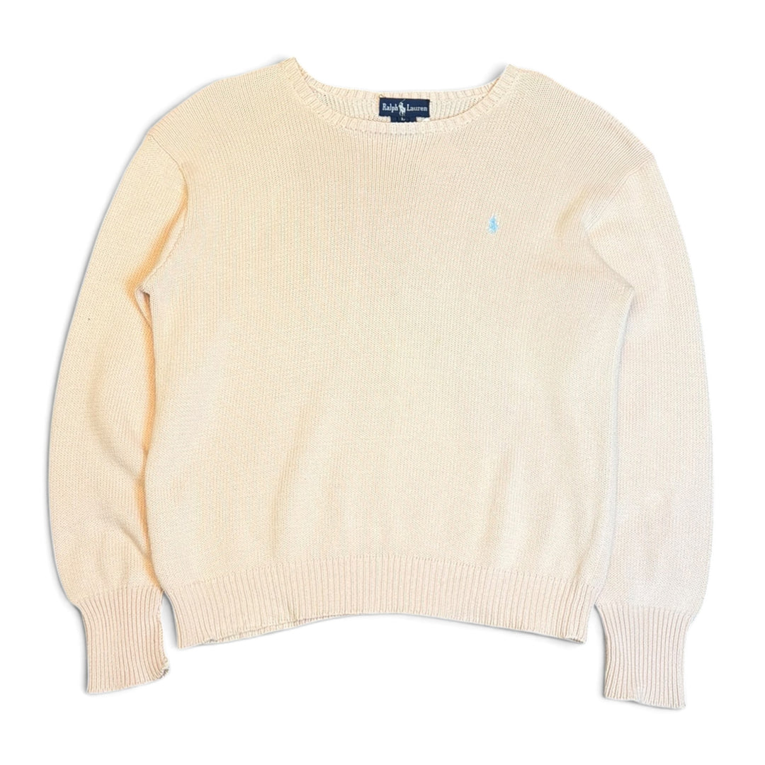 Vintage Polo Ralph Lauren Pastel Pink Knitted Jumper (L)