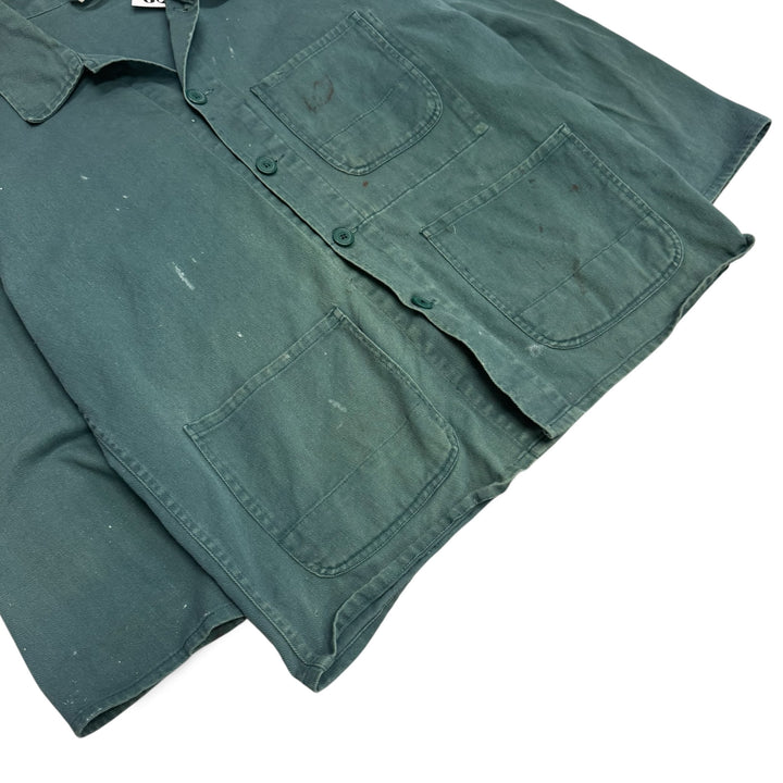 Vintage Distressed Faded Green French Chore Jacket (L)