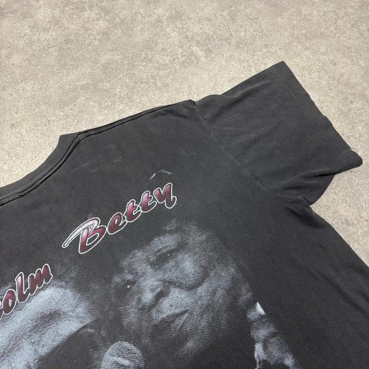 Rare Vintage Malcolm X & Betty Shabazz Washed Black Graphic T-Shirt (L)