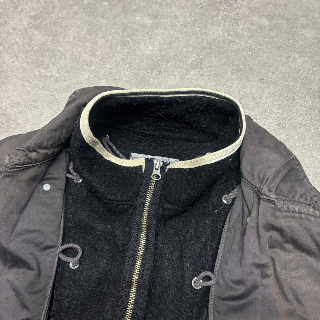 A/W 2006 Stone Island Washed Black Dual Layer Raso Gommato Jacket (L)