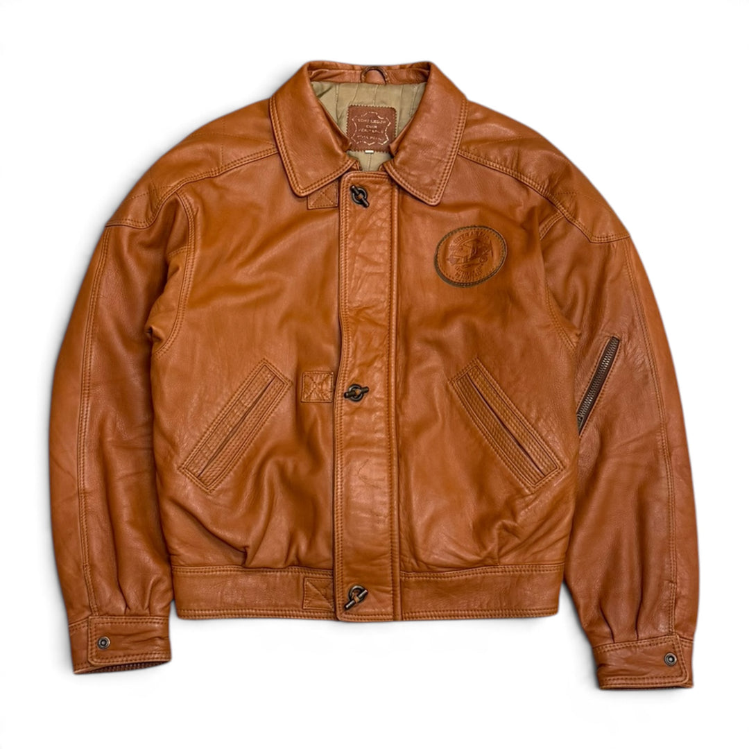 Vintage Tan Brown Leather Flight Jacket (M)