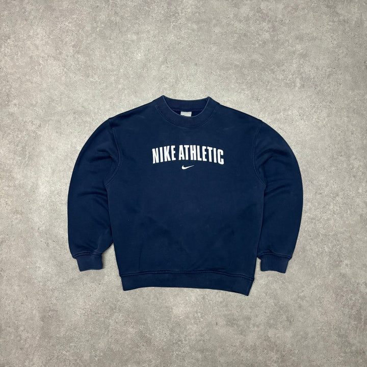 00's Vintage Nike Navy Spell Out Sweatshirt (Women's M)