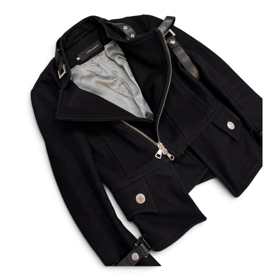 Dsquared2 Woolen Asymmetrical Bondage Jacket Black (M)