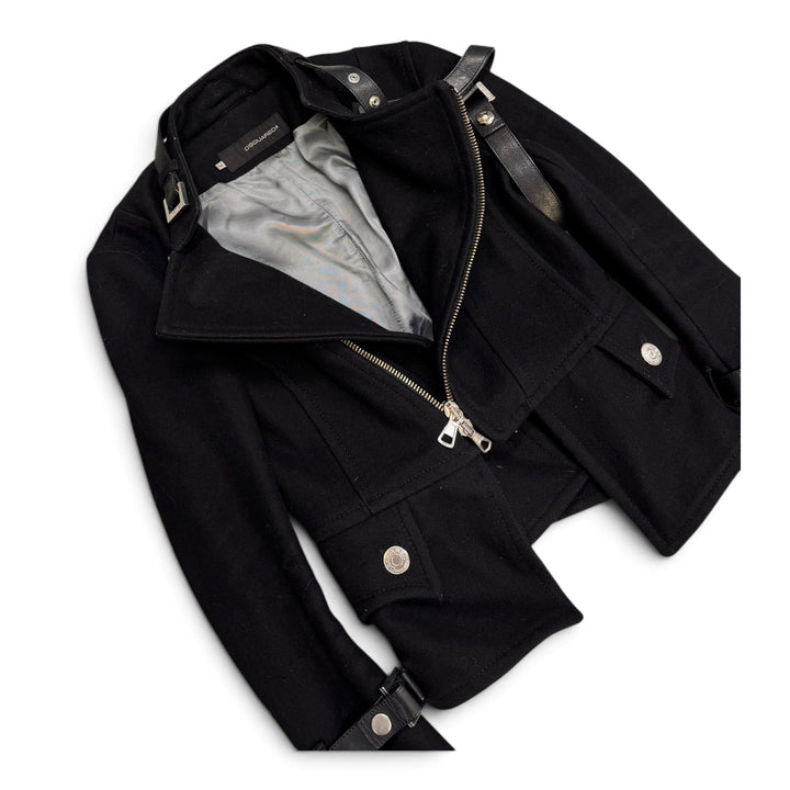 Dsquared2 Woolen Asymmetrical Bondage Jacket Black (M)