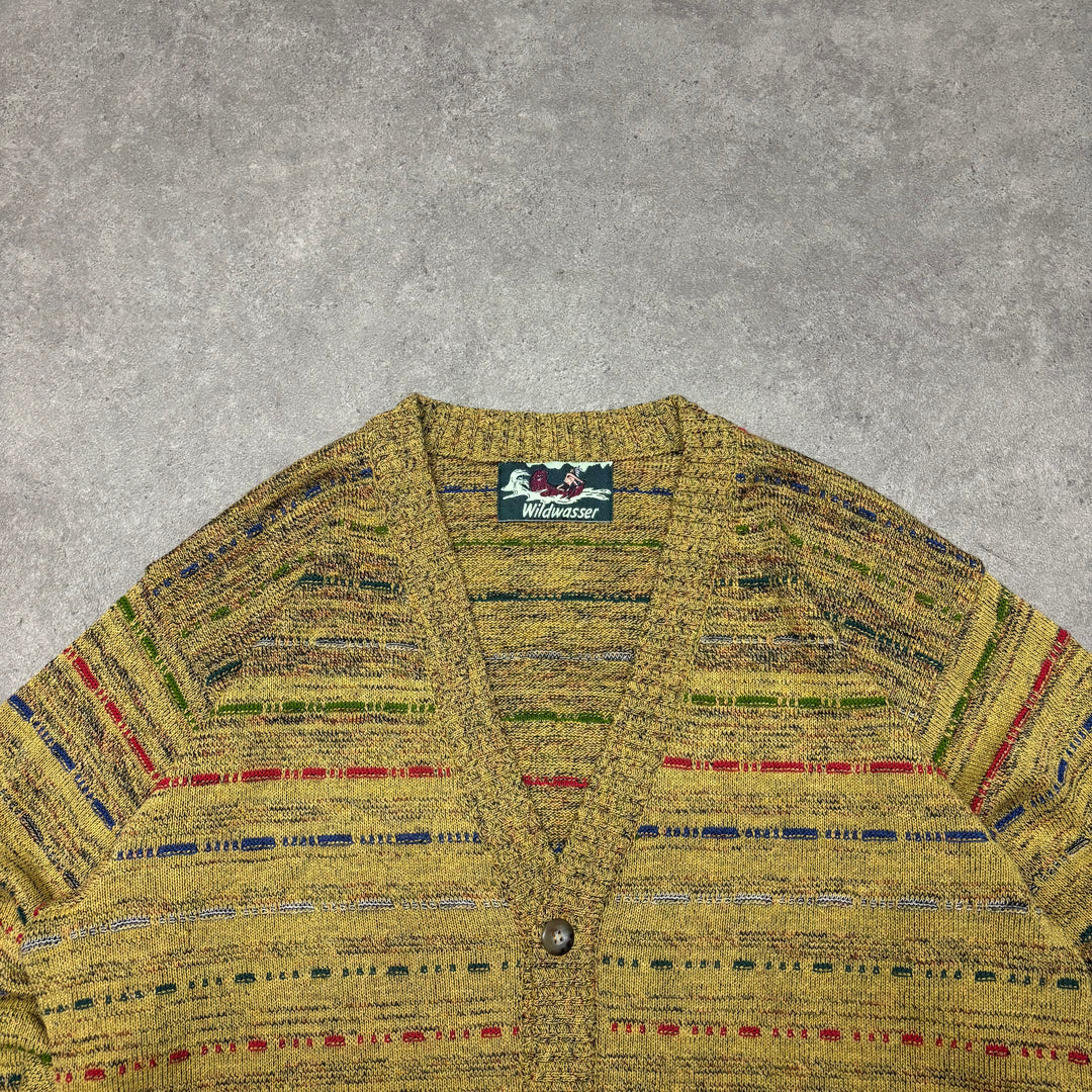 Vintage Coogi Style Yellow Button Up Knitted Cardigan (L)