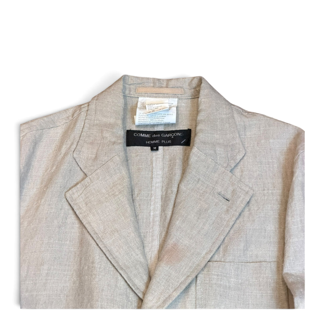 Rare 96 Runway Vintage Comme De Garcons Beige Linen High Vis Blazer Jacket (M)