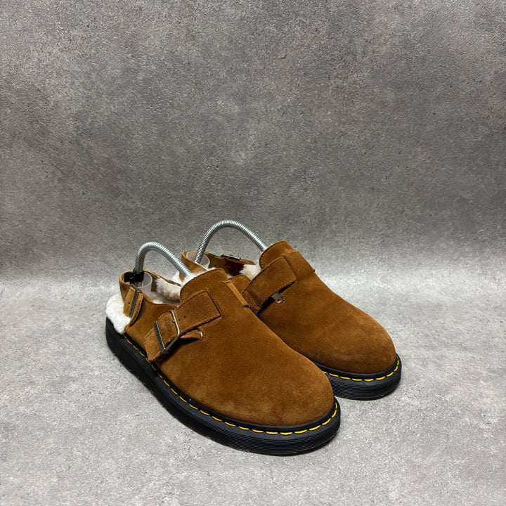 Dr. Martens Jorge Shearling Suede Tan Mules (UK8)