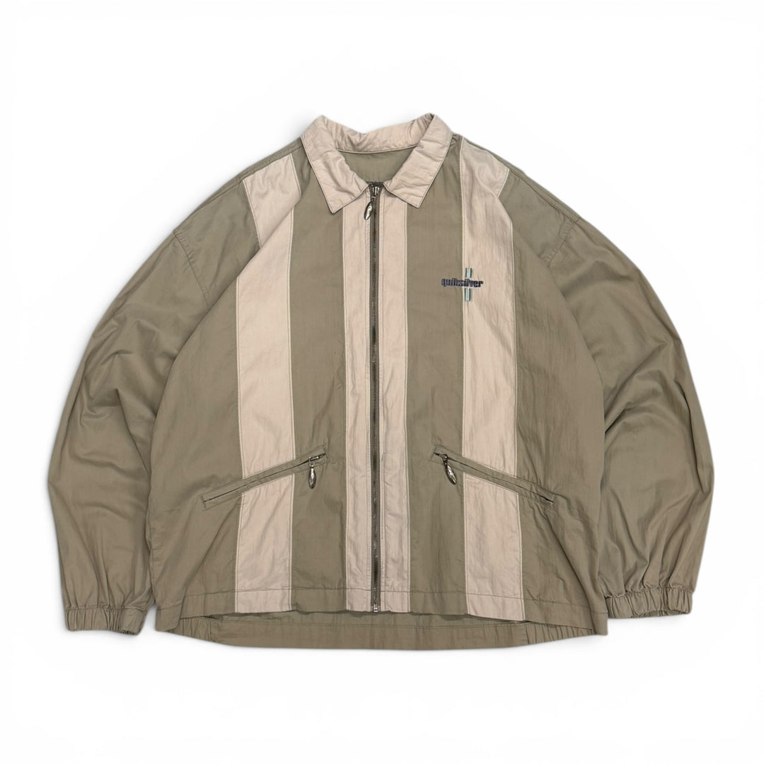 90's Vintage Quiksilver Beige Striped Collared Jacket (XL)