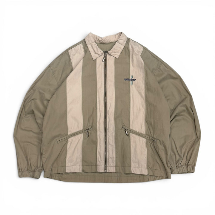 90's Vintage Quiksilver Beige Striped Collared Jacket (XL)