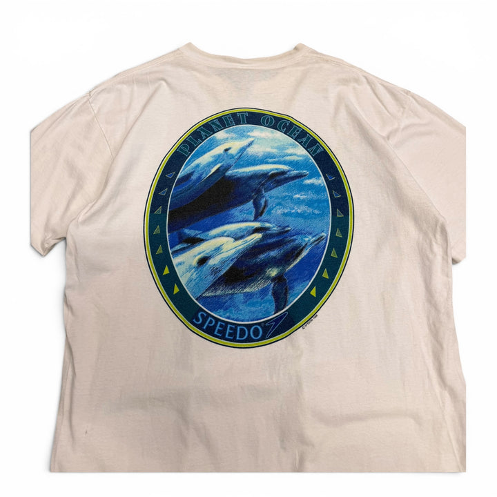 90's Vintage Speedo White Graphic T-Shirt (XL)