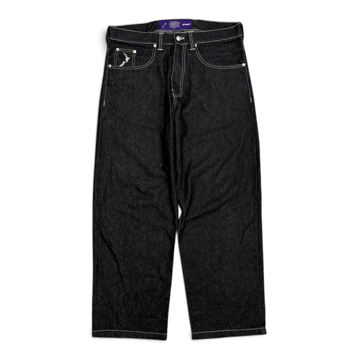 Always do what you should do black washed baggy denim Trousers (L)