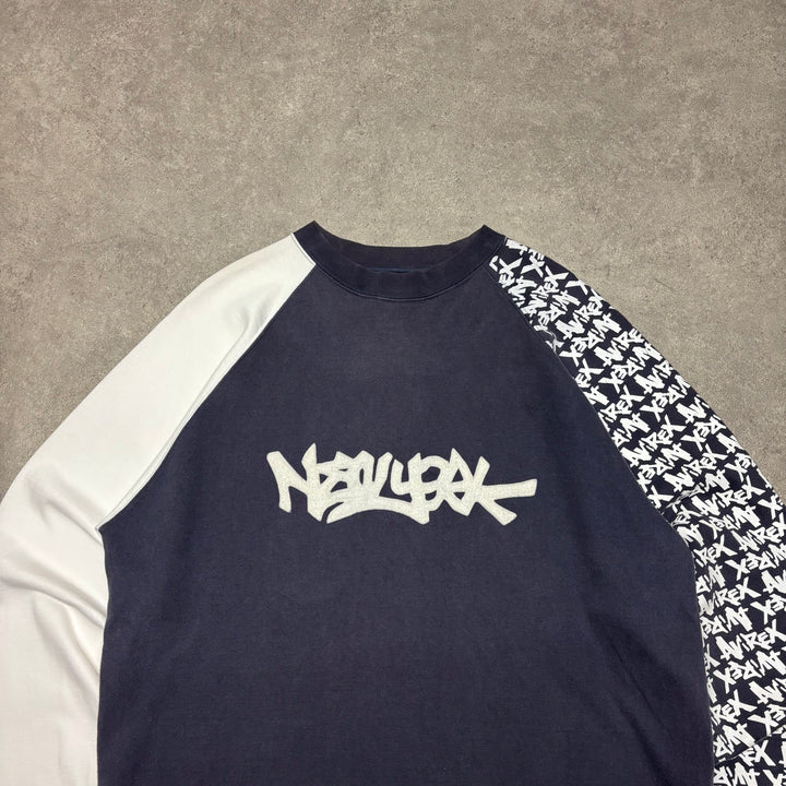 Vintage Avirex Navy & White Graffiti Spell Out Sweatshirt (XL)