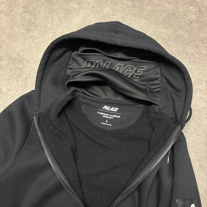 Palace Black Facemask Thermal Full Zip Hoodie (L)