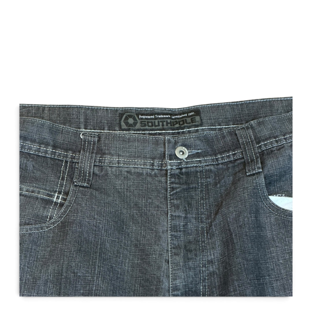 Vintage South Pole Black Baggy Denim Shorts (38)