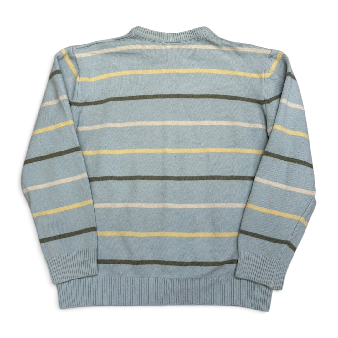 Vintage Lacoste Crew Neck Striped Knit Jumper Blue (S)
