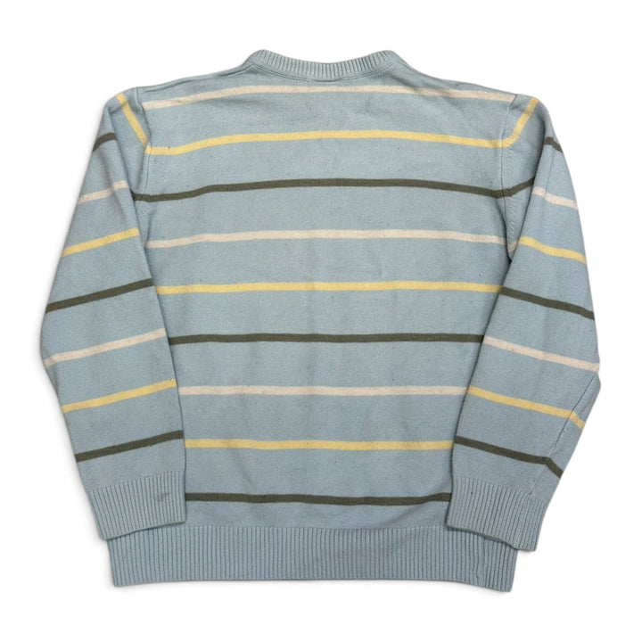 Vintage Lacoste Crew Neck Striped Knit Jumper Blue (S)