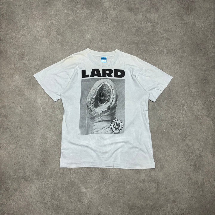 Vintage The Power Of Lard White Graphic T-Shirt (L)