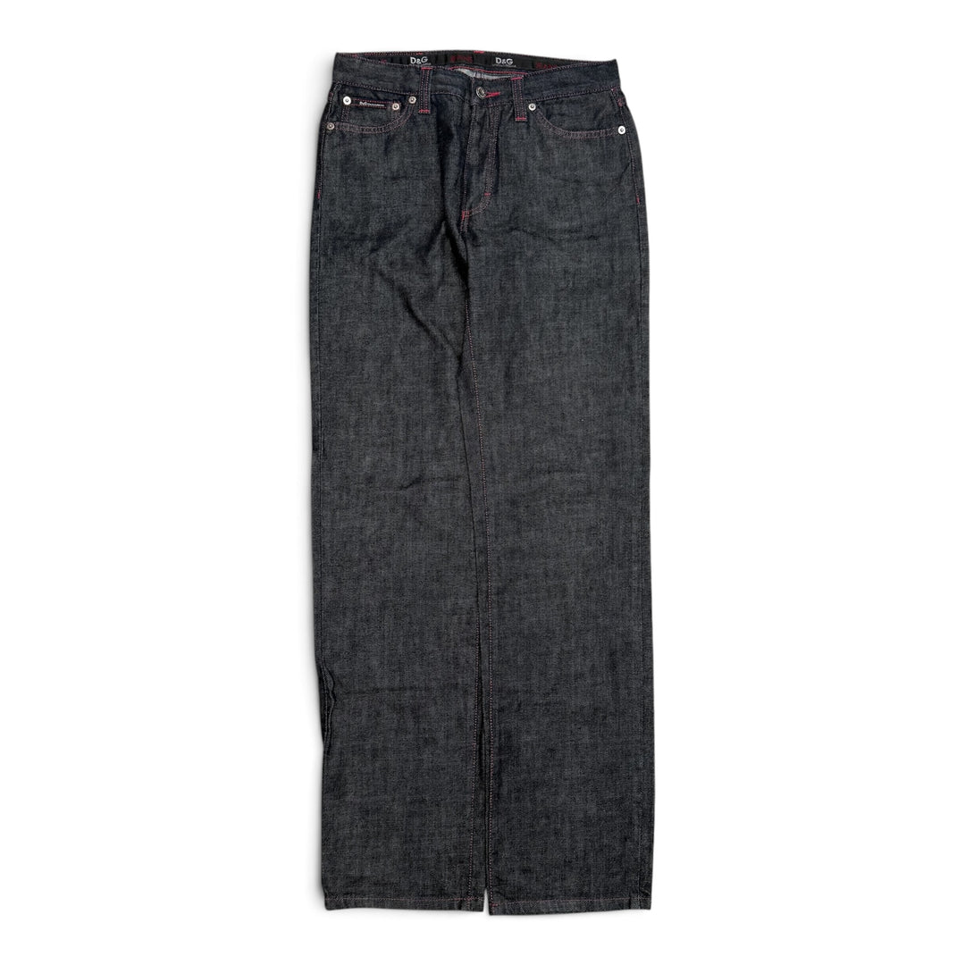 Dolce & Gabbana Straight Fit Stitch Detail Jeans Dark Blue (28)