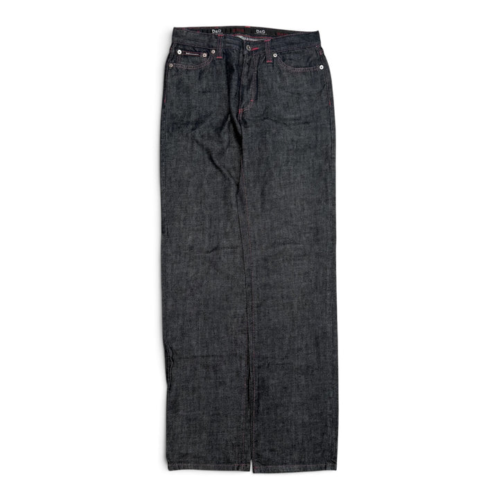 Dolce & Gabbana Straight Fit Stitch Detail Jeans Dark Blue (28)