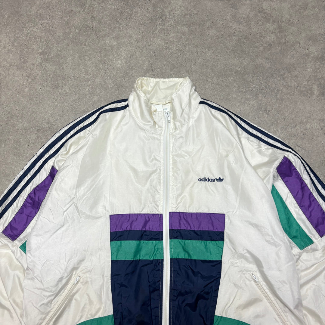 90's Vintage Adidas White Track Jacket (L)