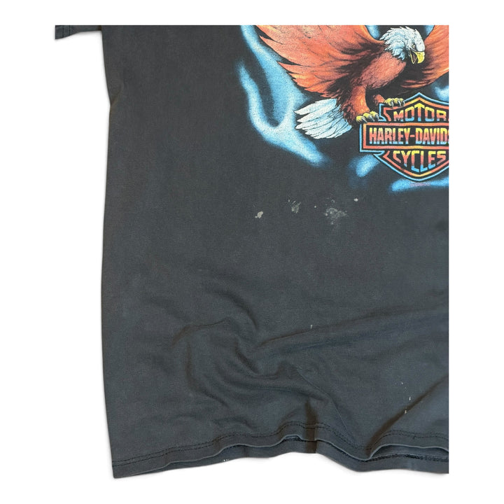 Vintage Harley Davidson Faded Black Graphic T-Shirt (L)