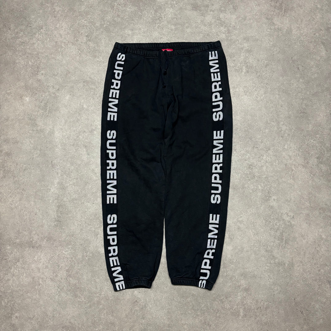 Supreme Black Glitter Pullover Hoodie & Bottoms Full Set (L)