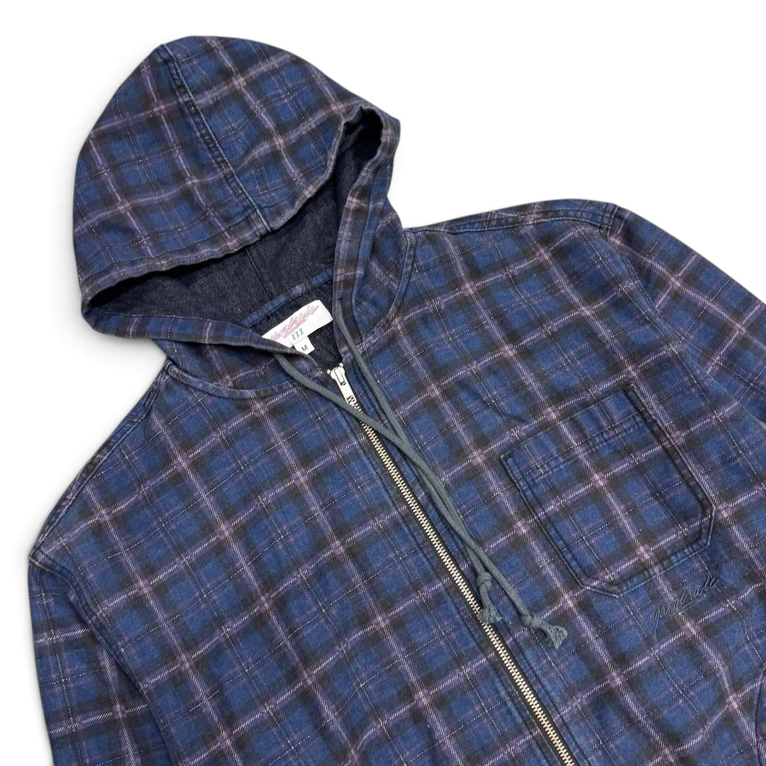 Yardsale Checkered Zip Up Hoodie Blue (M)