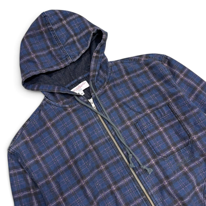 Yardsale Checkered Zip Up Hoodie Blue (M)