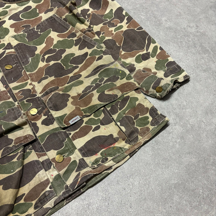 80's Vintage Carhartt Duck Camo Collared Workman Jacket (S)