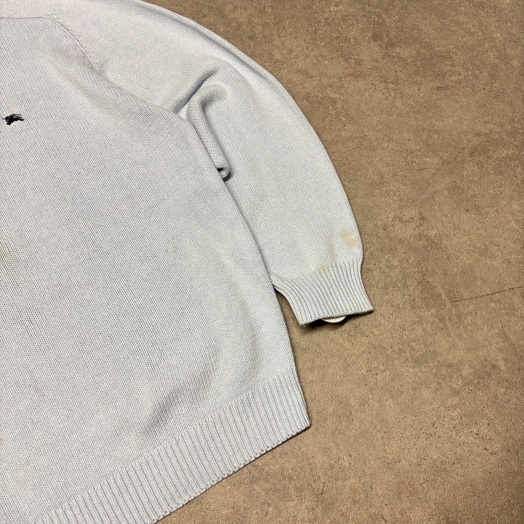 Vintage Burberry Baby Blue Heavy Knitted Sweater (XL)