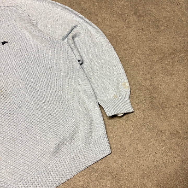 Vintage Burberry Baby Blue Heavy Knitted Sweater (XL)