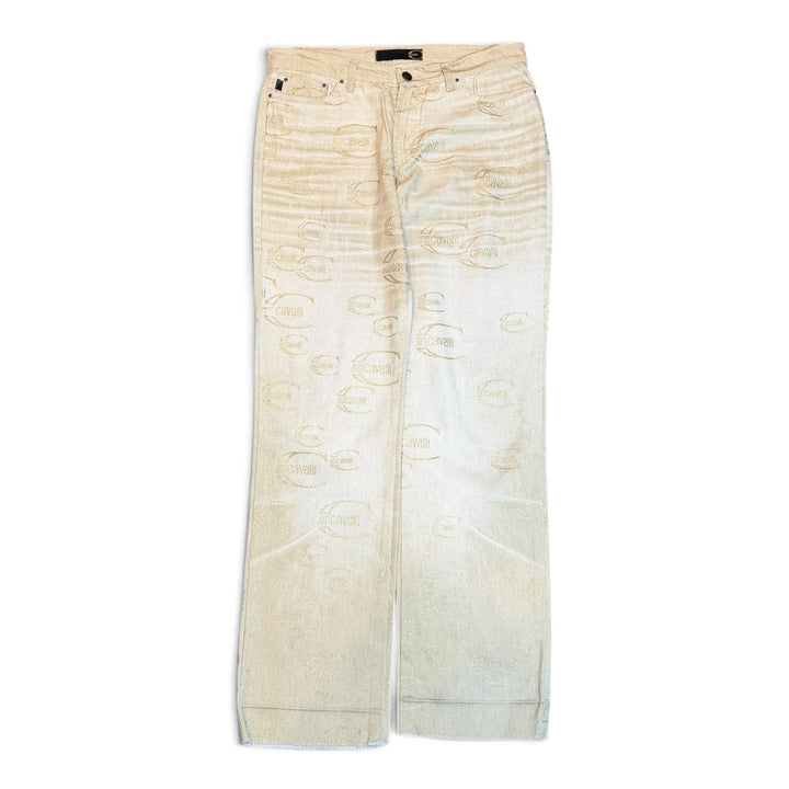 Vintage Cavalli Sand Brown Monogram Denim Trousers (32')