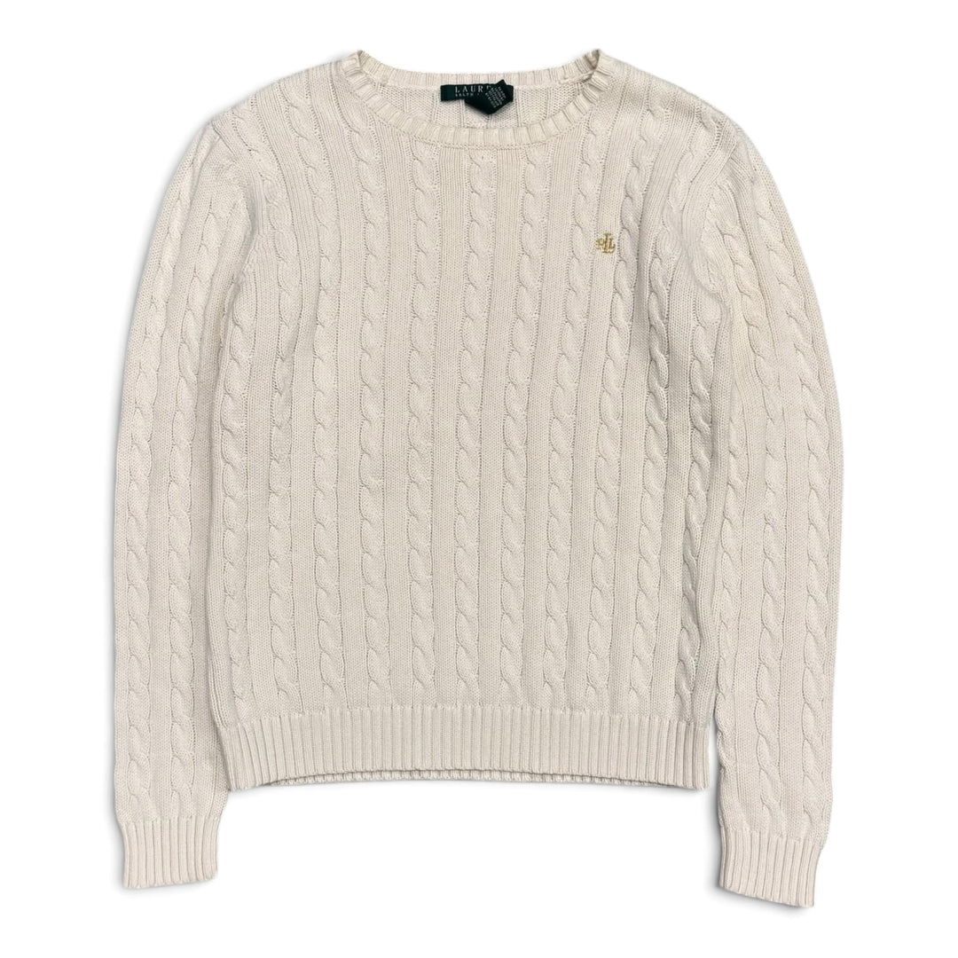 Vintage Polo Ralph Lauren Cable Knitted White Sweater (S)