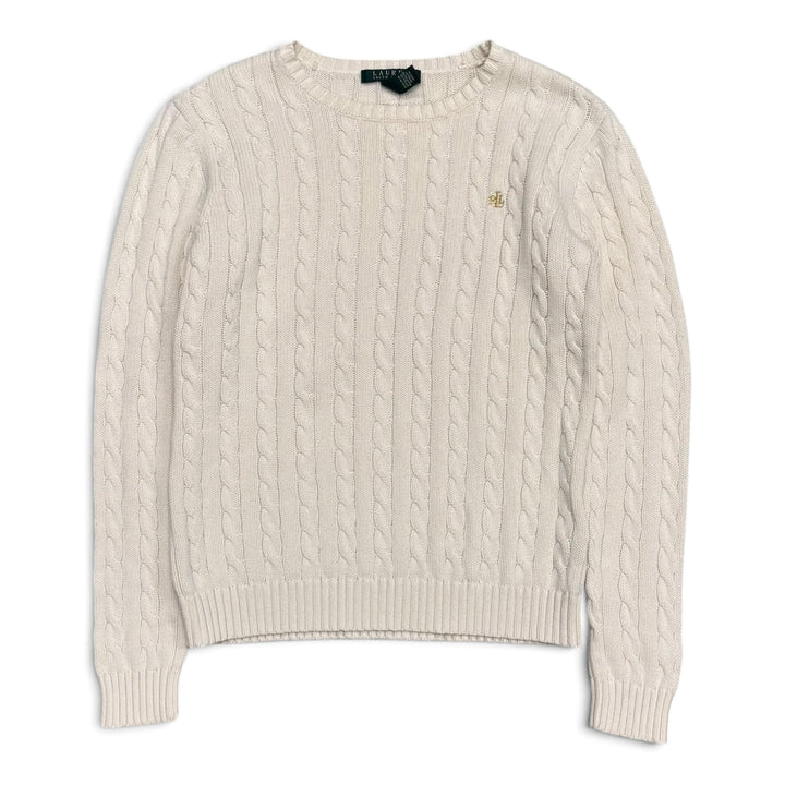 Vintage Polo Ralph Lauren Cable Knitted White Sweater (S)