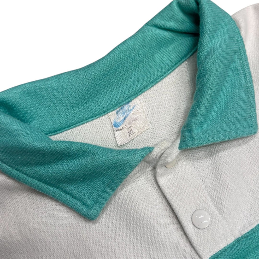 80's Vintage Nike Golf Blue & White Graphic Collared Sweatshirt (XL)